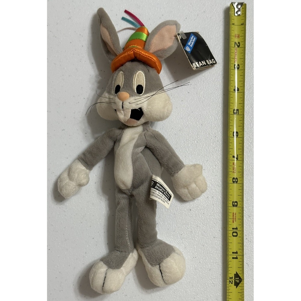 Vintage 1998 Warner Brothers Bugs Bunny Bugs Birthday Bean‎ Bag Plush With Tag